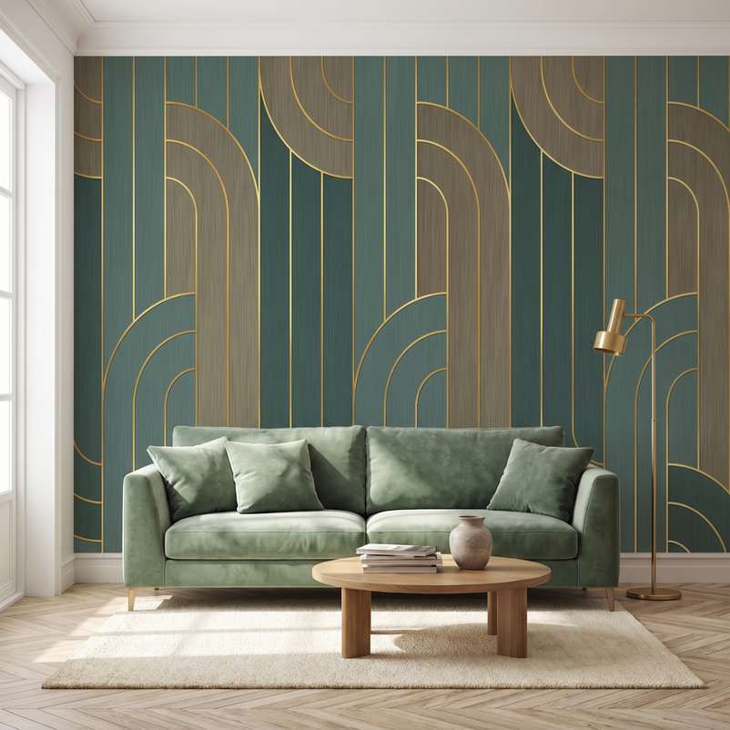 Arches art déco, vert et laiton