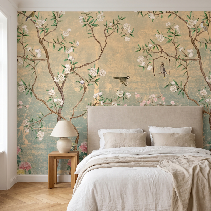Chinoiserie cerisier et oiseaux