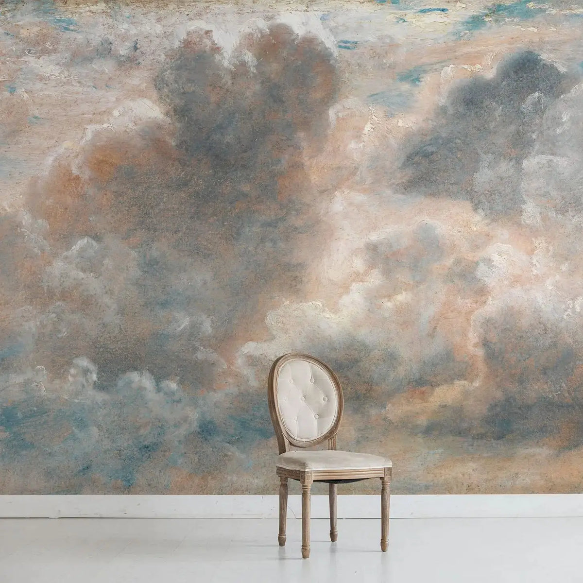 Papier peint panoramique Ciel de nuages, gris rosé, exemple de pose