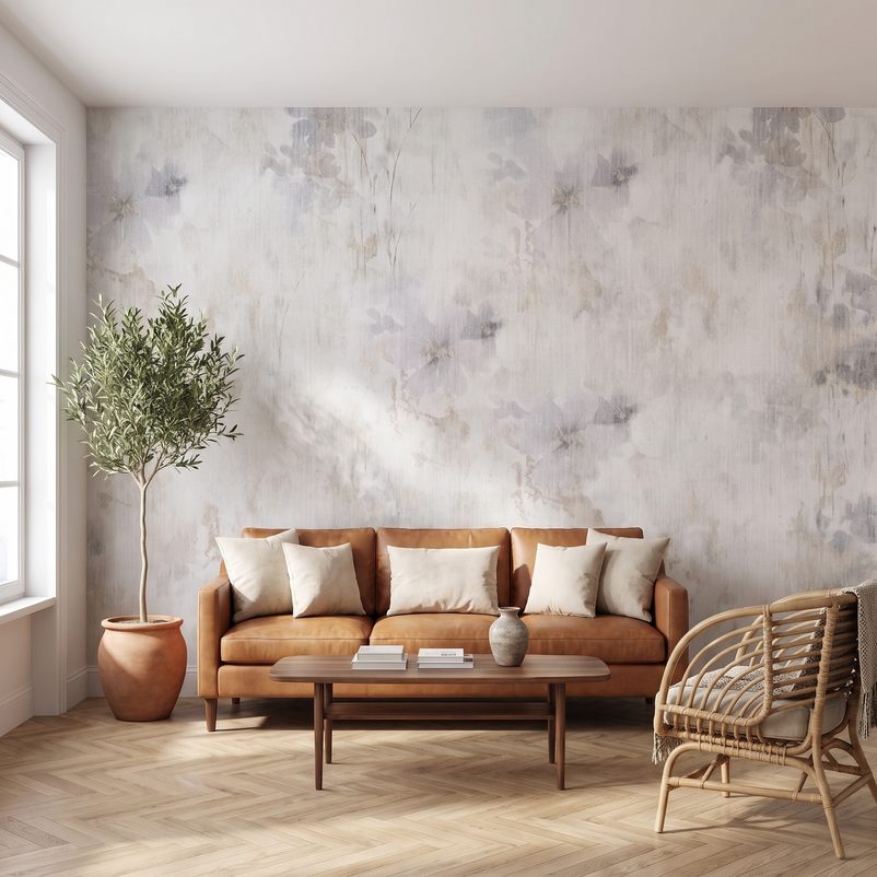 Enduit fleuri, gris perle