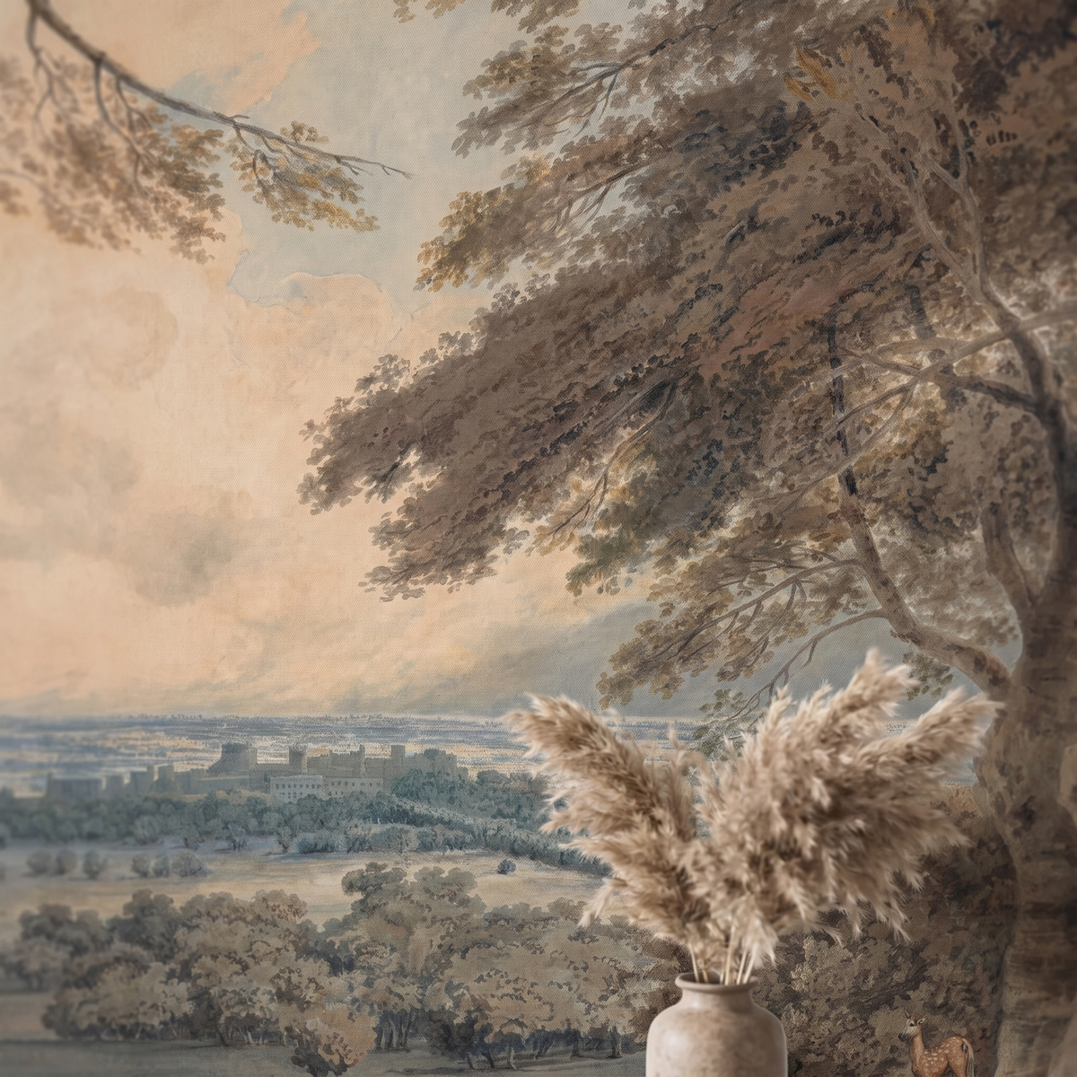 Détail du papier peint panoramique Grand arbre et horizon lointain, papier intissé mat