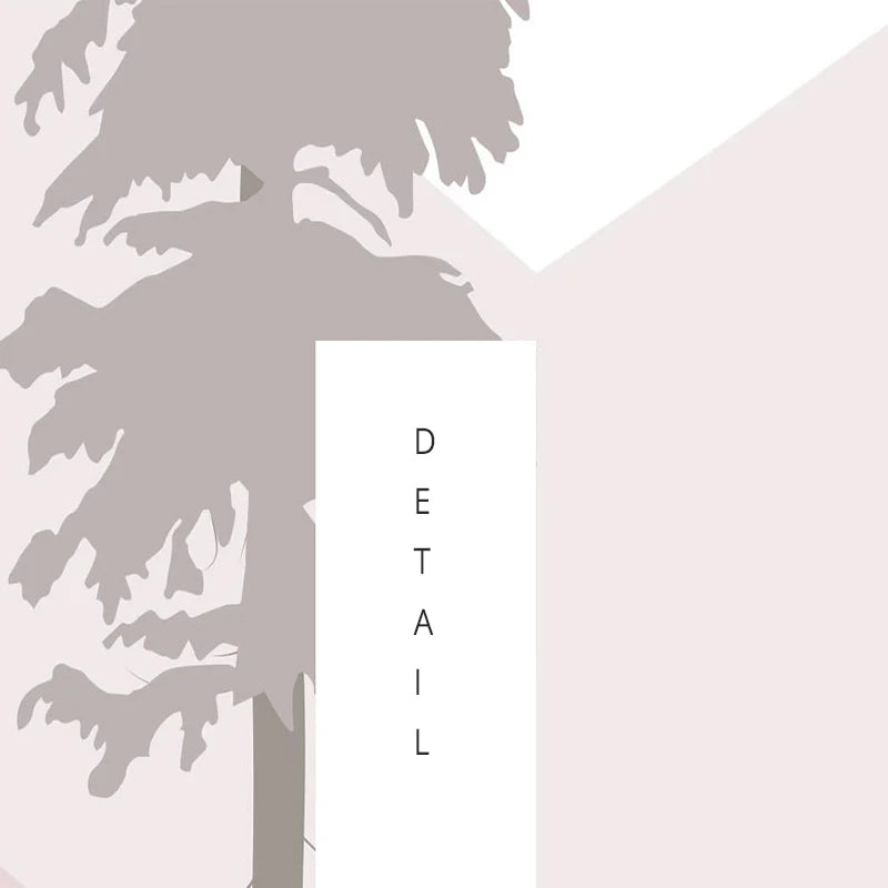 Papier peint panoramique Montagnes et biches, rose poudré, exemple de pose