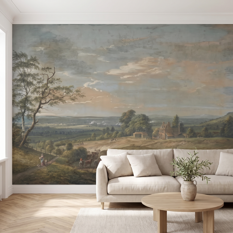Paysage pastoral, bleu ciel