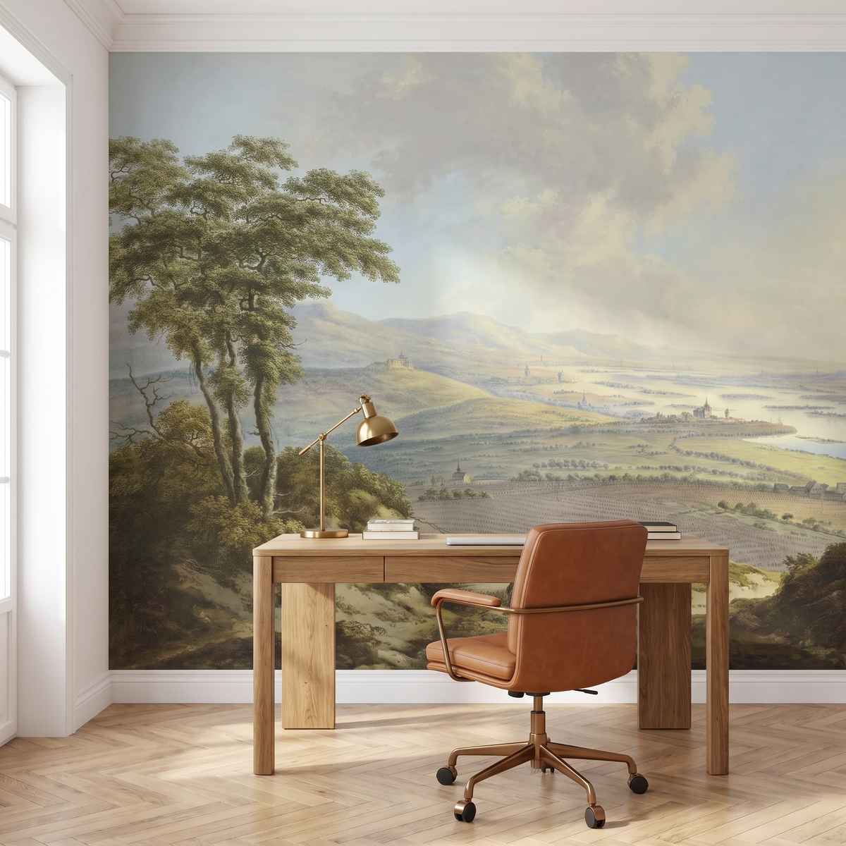 Papier peint panoramique Vallée italienne posé du sol au plafond dans un bureau